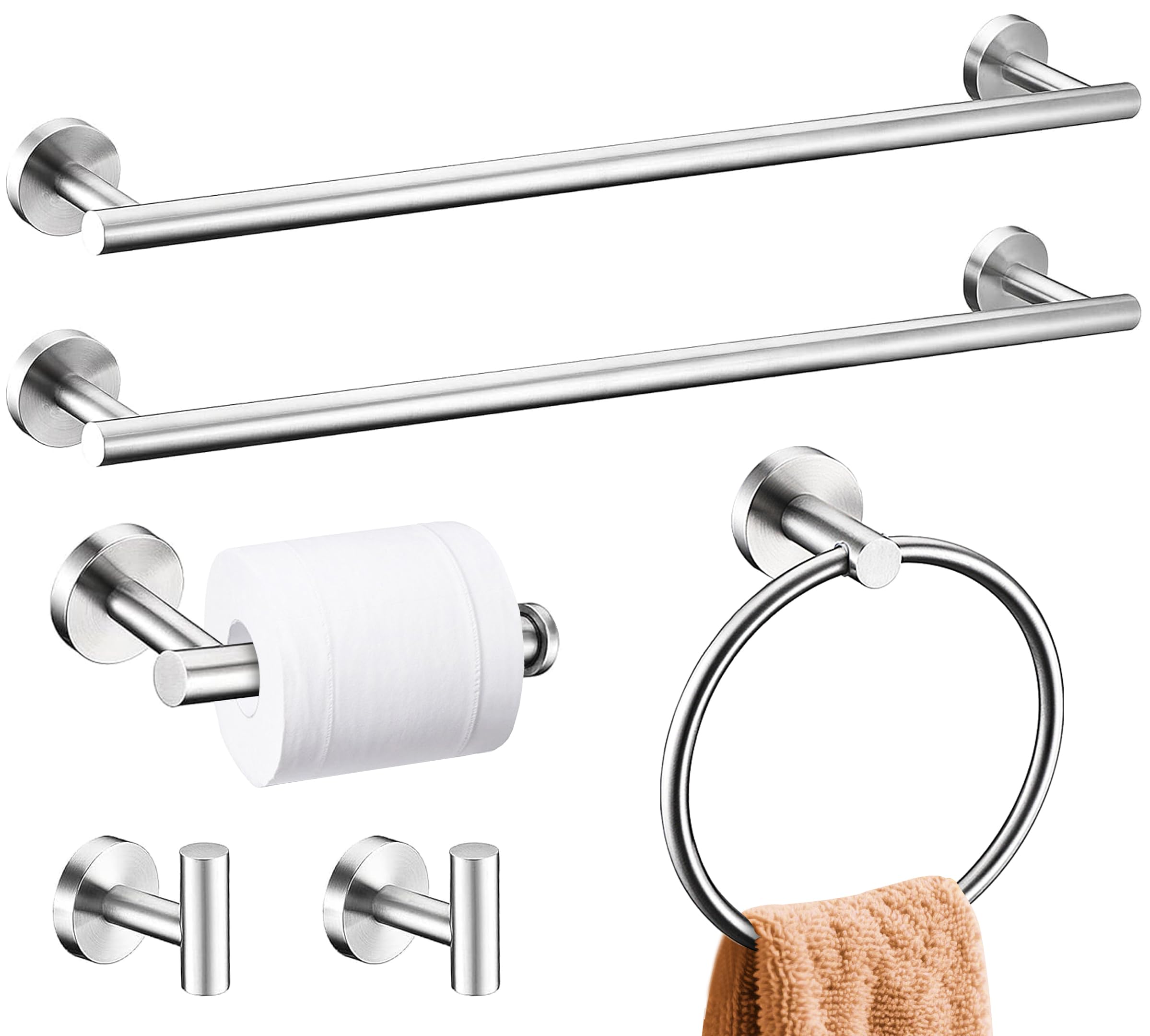 Kwanicas brushed nickel towel bar 24in for durable bathroom organization