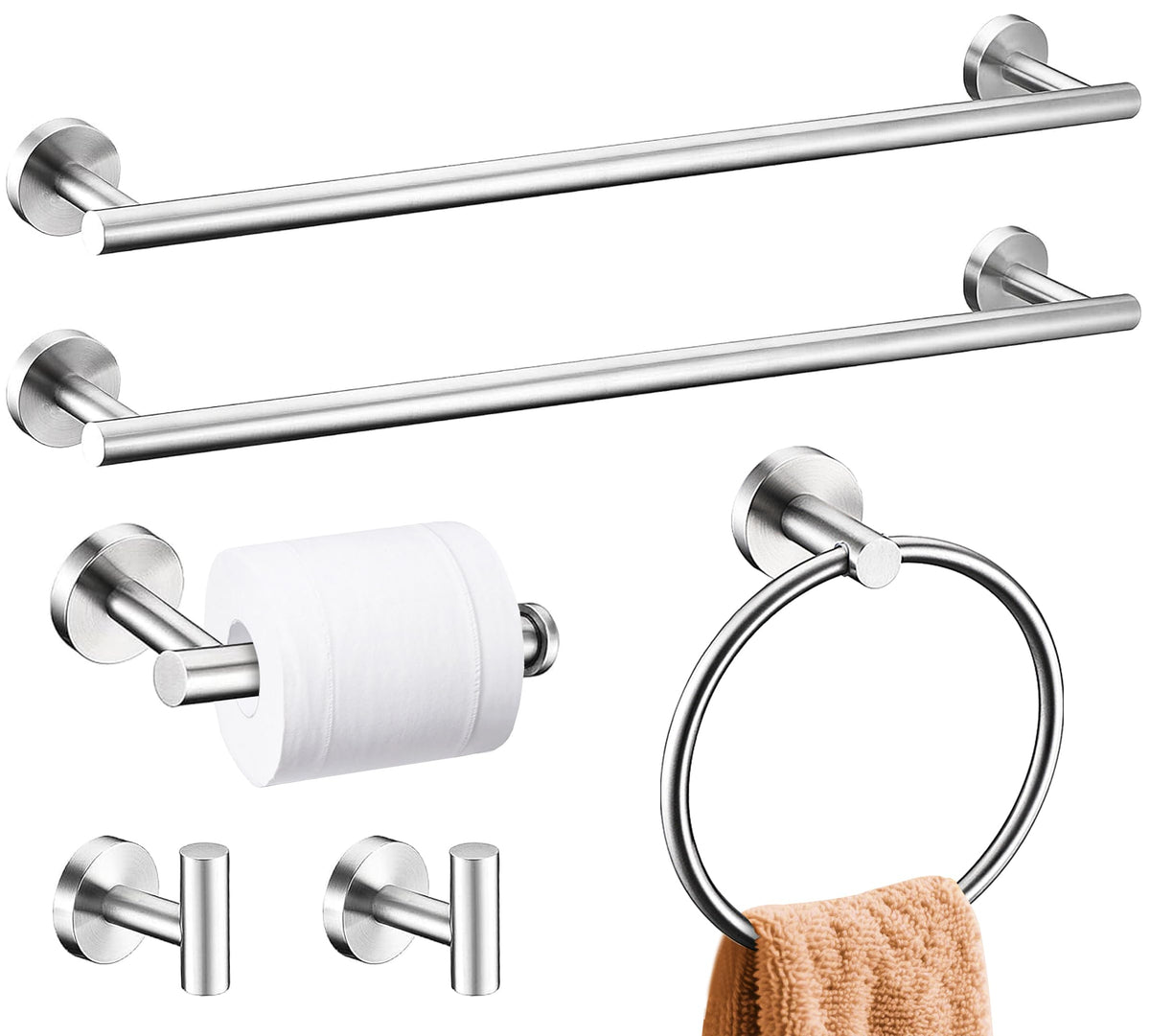 Kwanicas brushed nickel towel bar 24in for durable bathroom organization