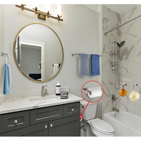 Kwanicas two brushed nickel towel hooks keep robes handy and tidy.