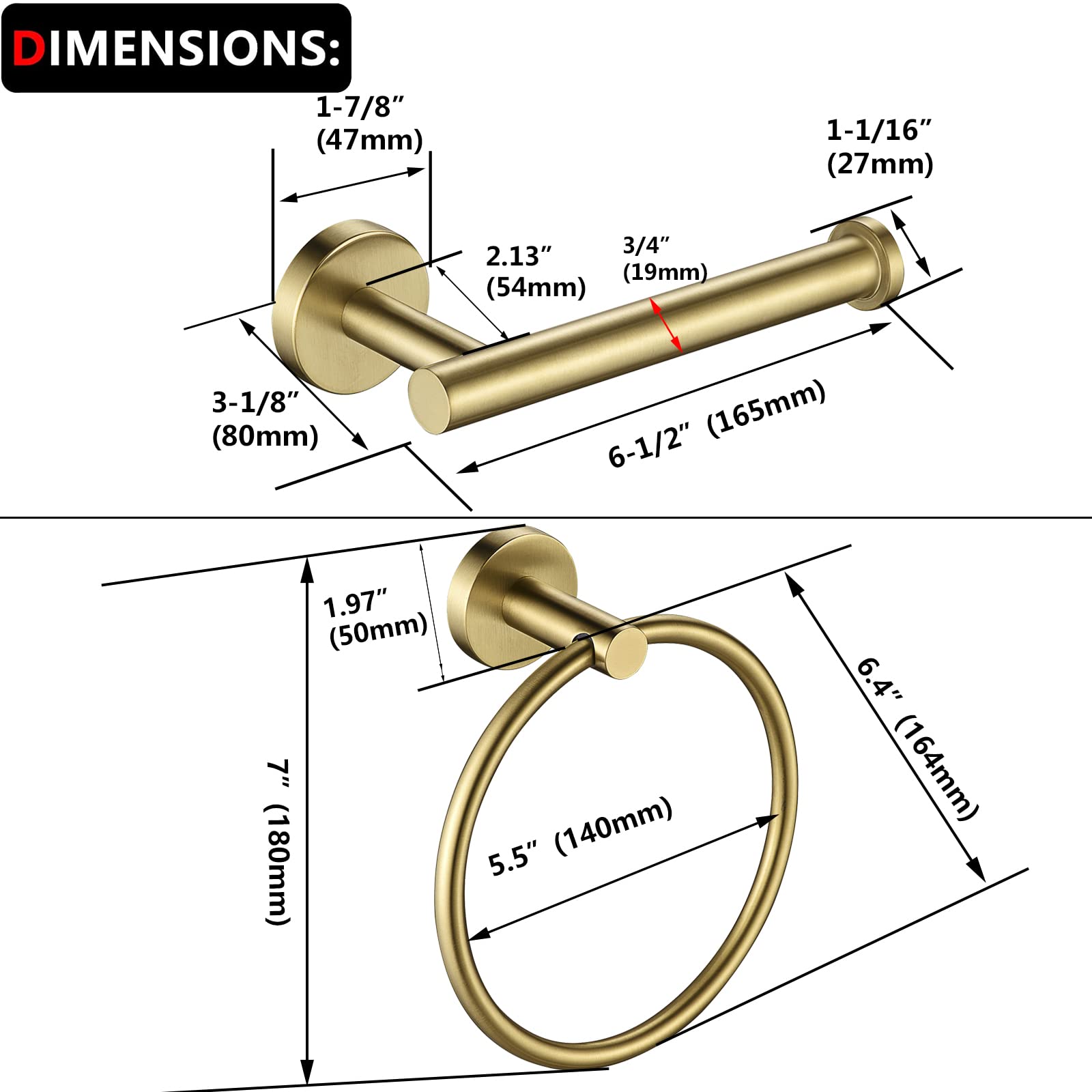 Kwanicas towel ring and toilet paper holder dimensions for spaces