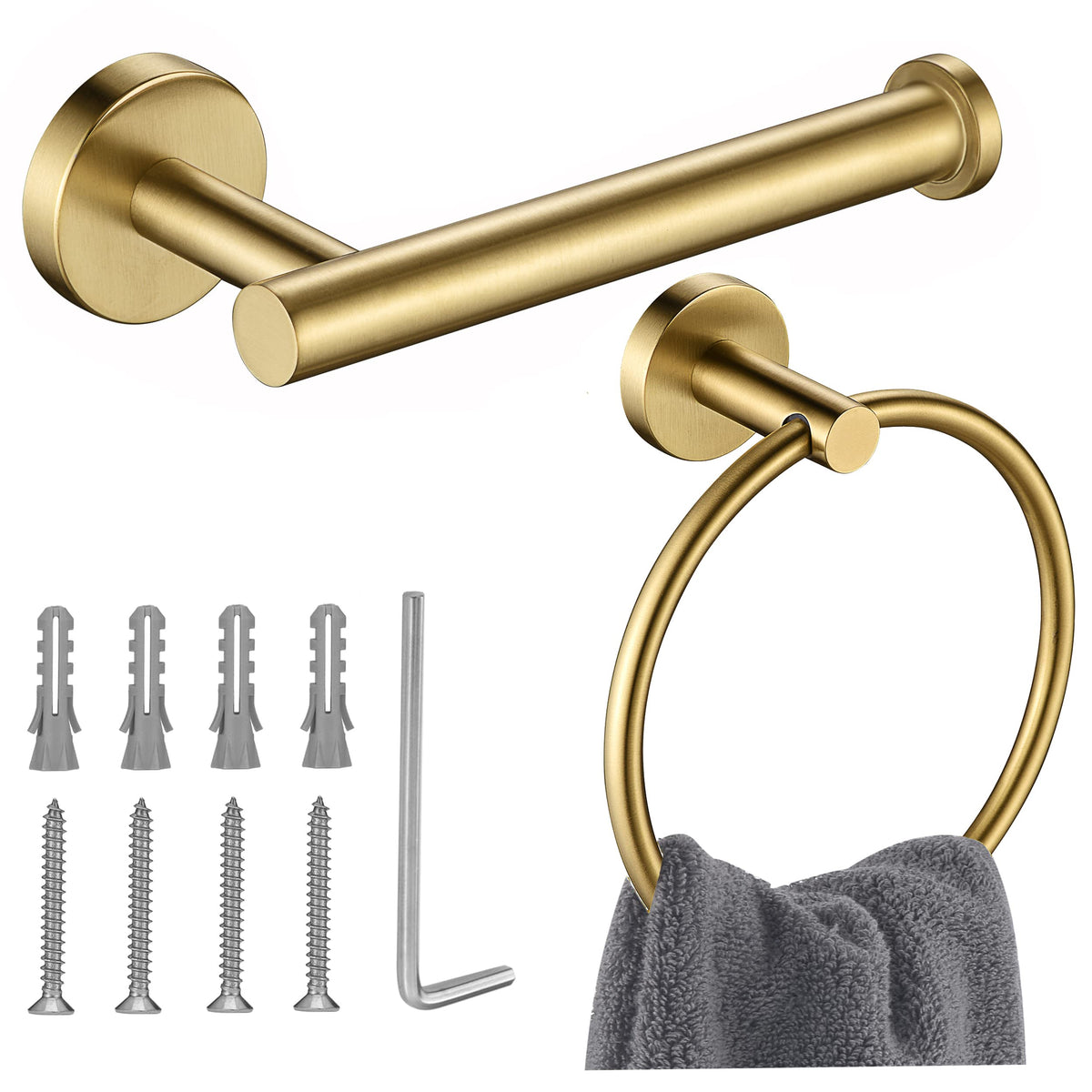 Kwanicas gold toilet paper holder wall mount for organized bathroom