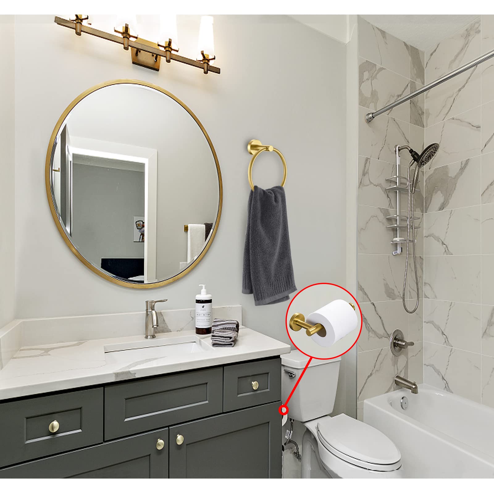 Kwanicas gold towel ring wall mount keeps towels organized and accessible
