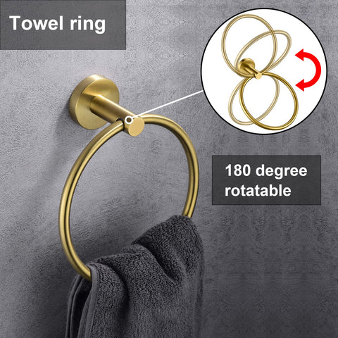 Kwanicas brushed gold hand towel holder adds luxury and practicality