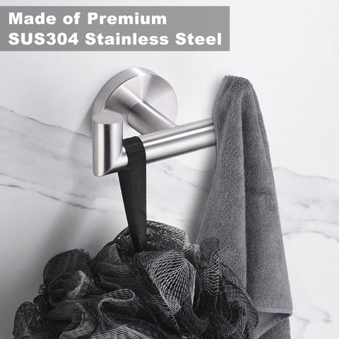 Kwanicas heavy-duty-double-robe-hooks secured on wall for towels.