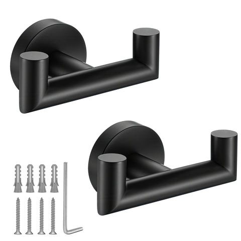 Kwanicas matte black towel hook wall mount keeps towels organized.