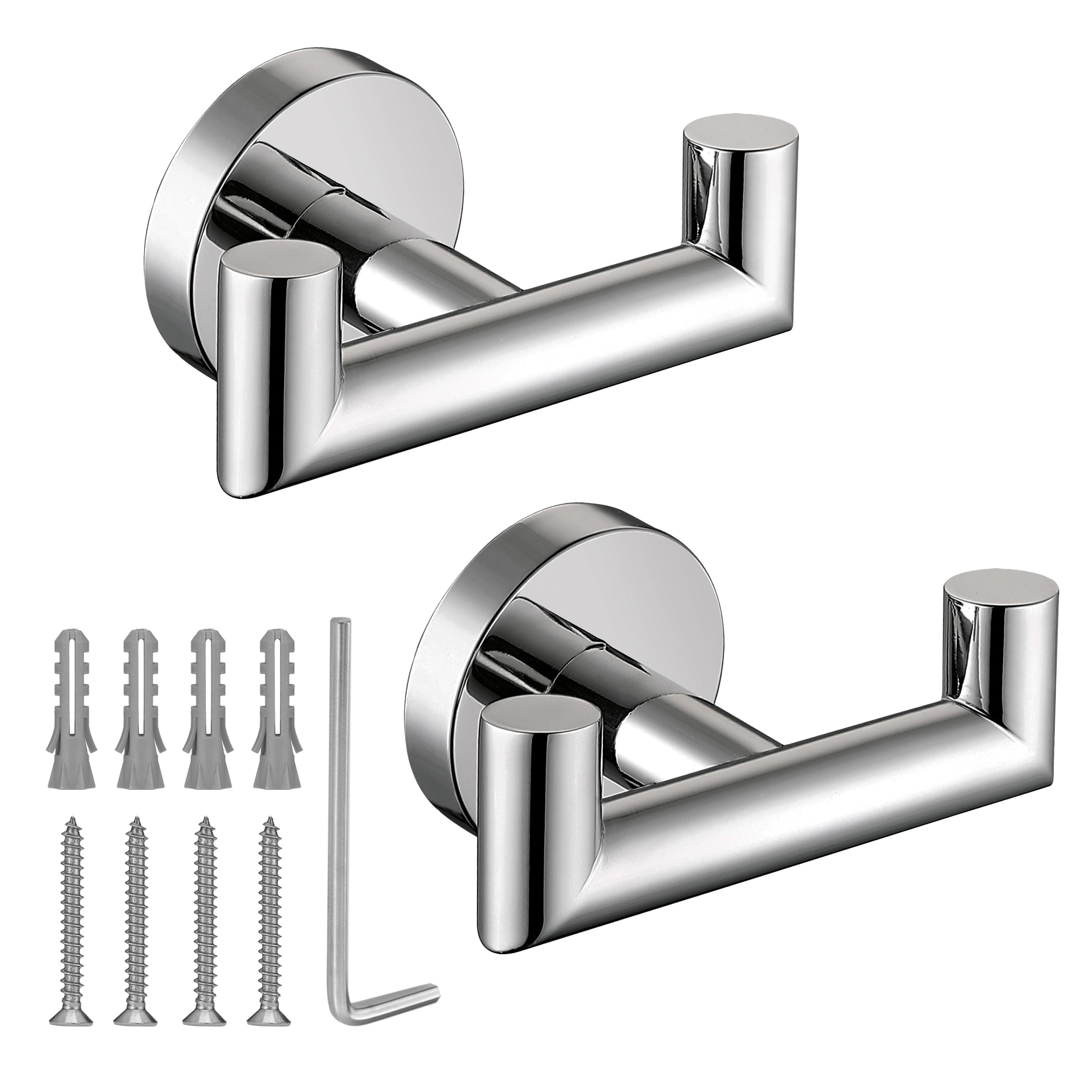 Kwanicas polished chrome towel hook wall mount for durable towel storage.