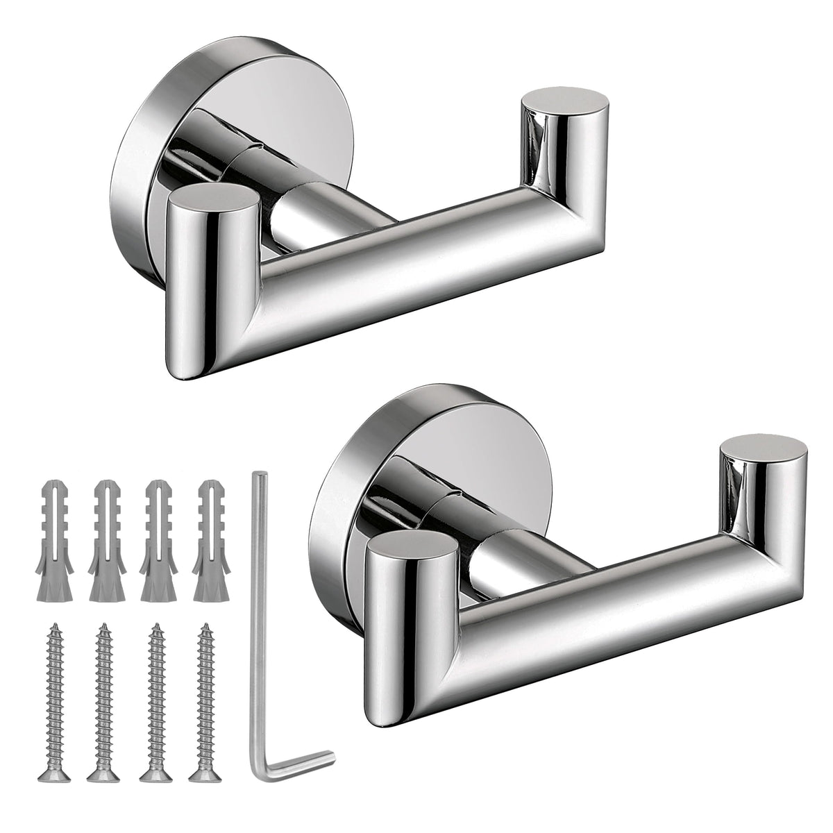 Kwanicas polished chrome towel hook wall mount for durable towel storage.
