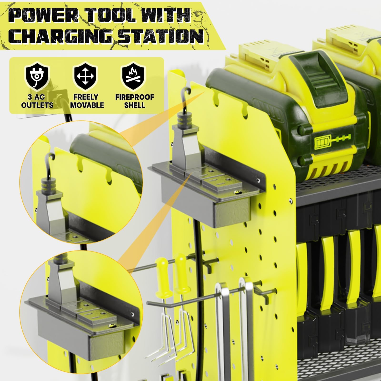 Kweetle 125V/12A/1500W output powering multiple devices from the station