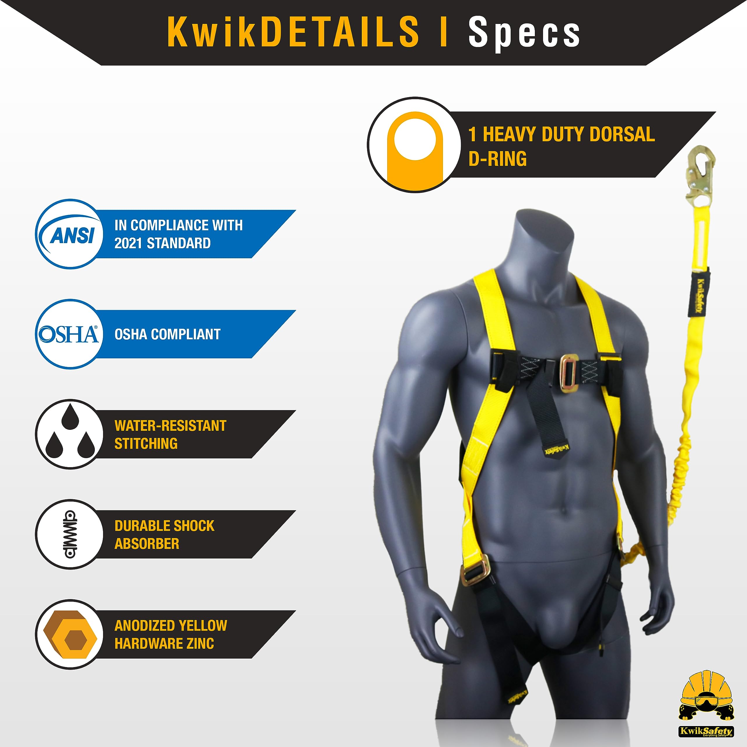 Adjustable straps on KwikSafety SCORPION harness for all-day comfort