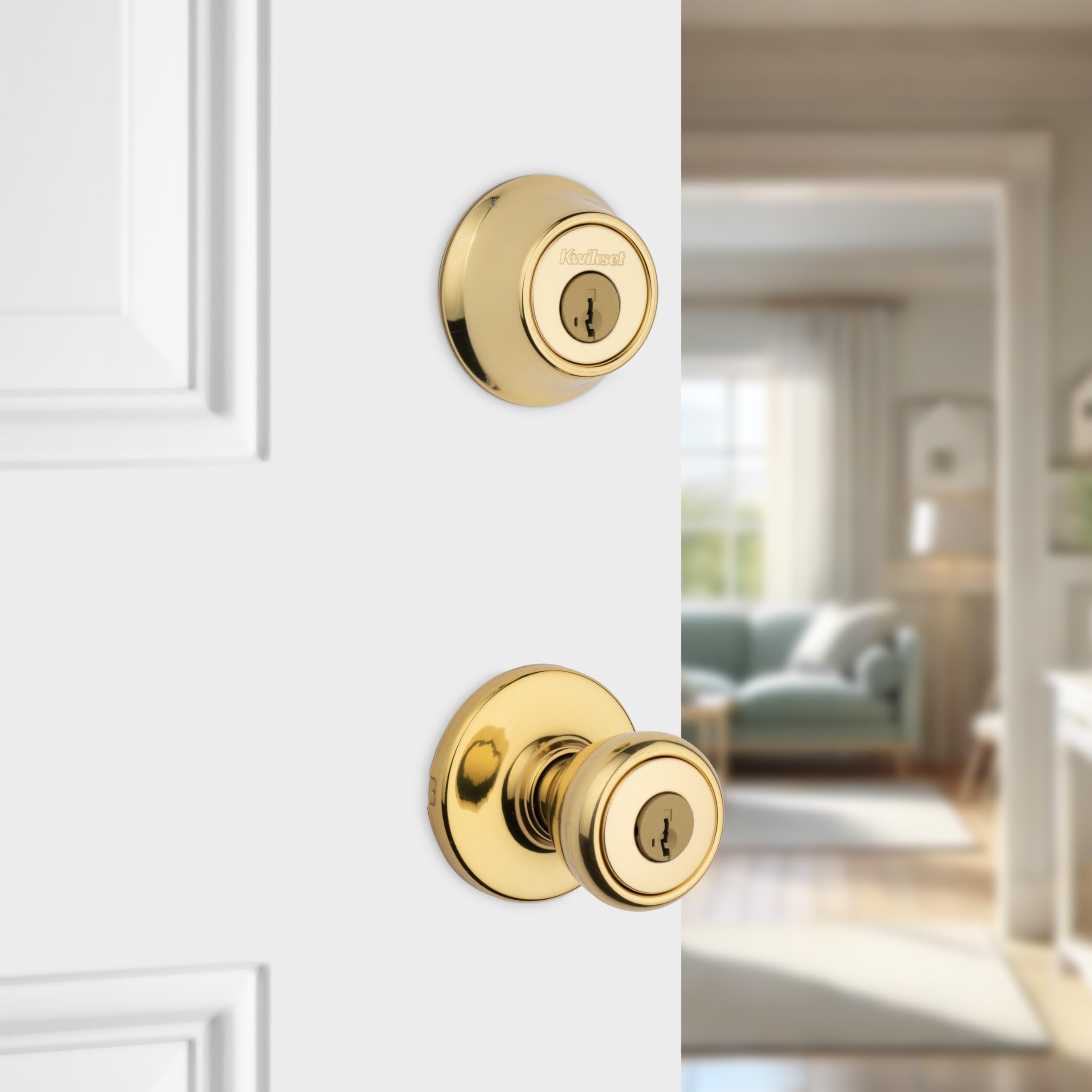 Kwikset 690T single-cylinder deadbolt for trusted door protection.