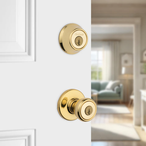 Kwikset 690T single-cylinder deadbolt for trusted door protection.