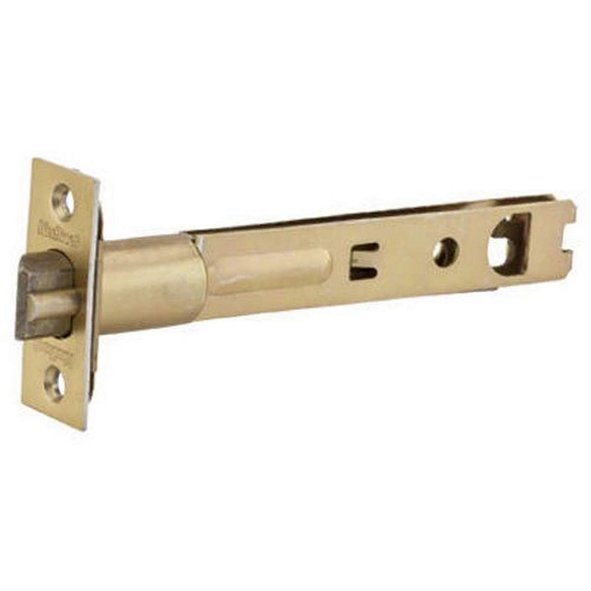 Kwikset 83014-015 polished brass 5-inch deadlatch for matching door hardware.