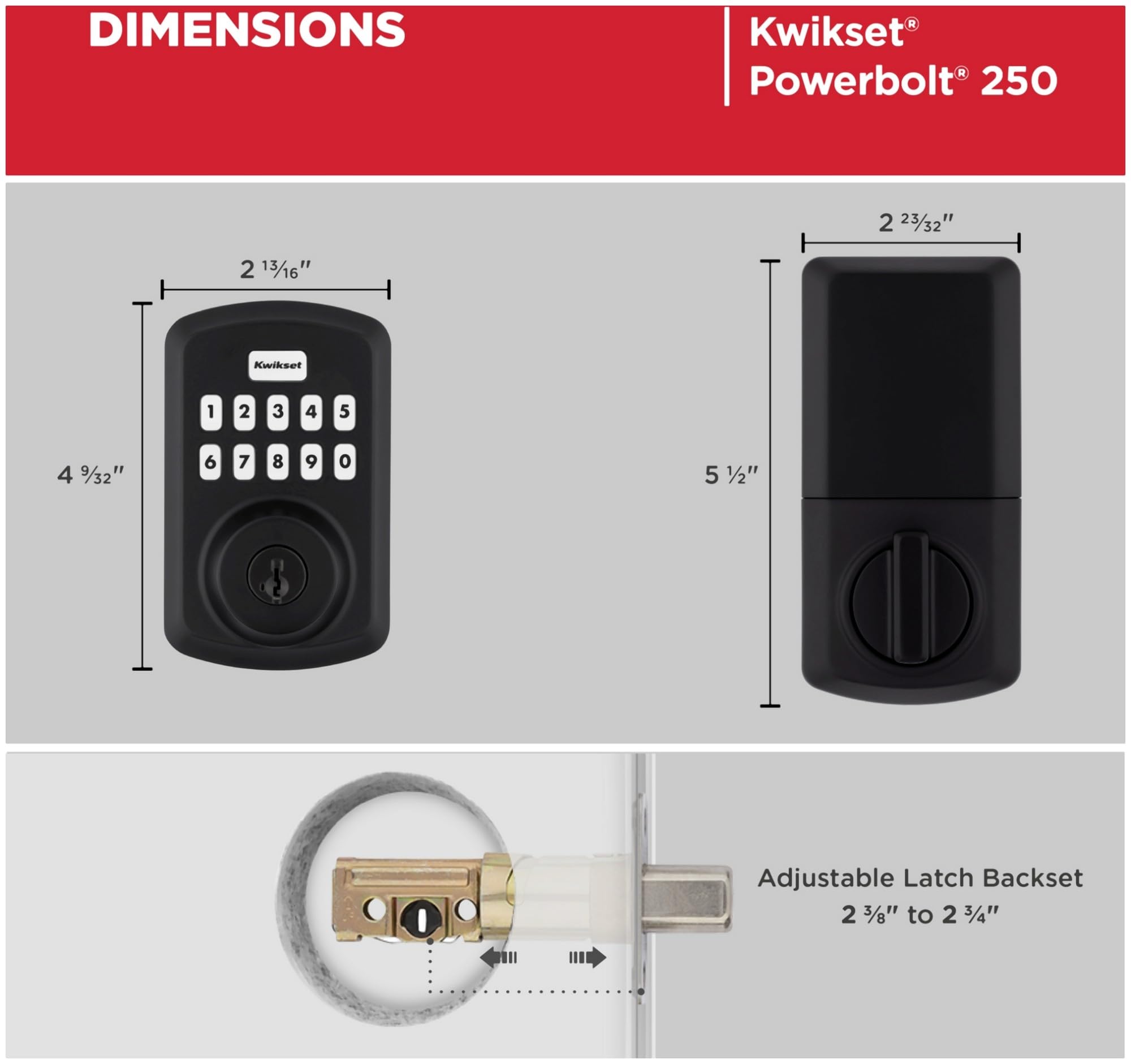Kwikset 9250TRS-15S keypad entry for quick, key-free access.