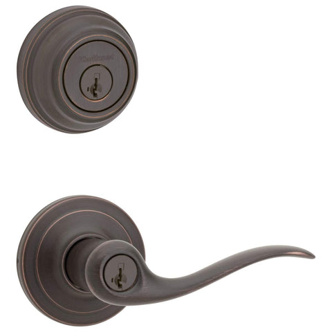 Kwikset 991 Tustin lever in Venetian Bronze enhances exterior curb appeal with secure entry