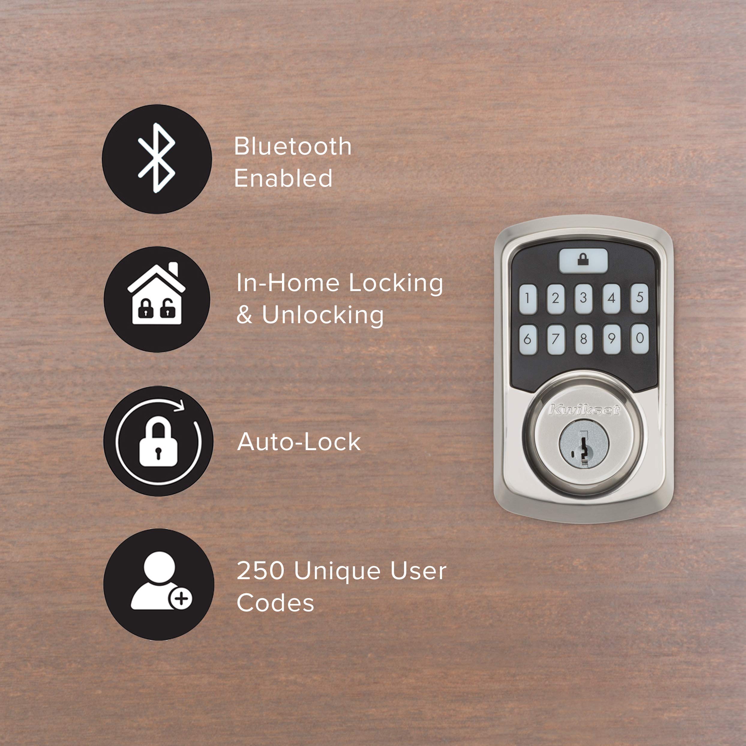 Kwikset Aura app control screen showing lock status and guest access management.