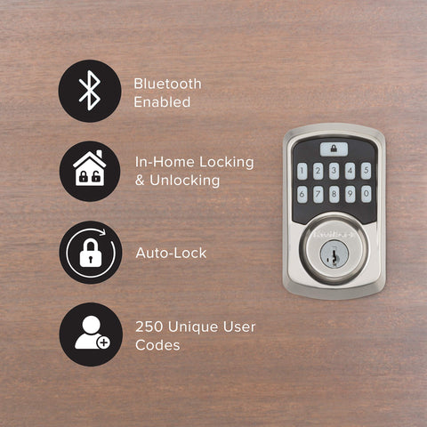 Kwikset Aura app control screen showing lock status and guest access management.