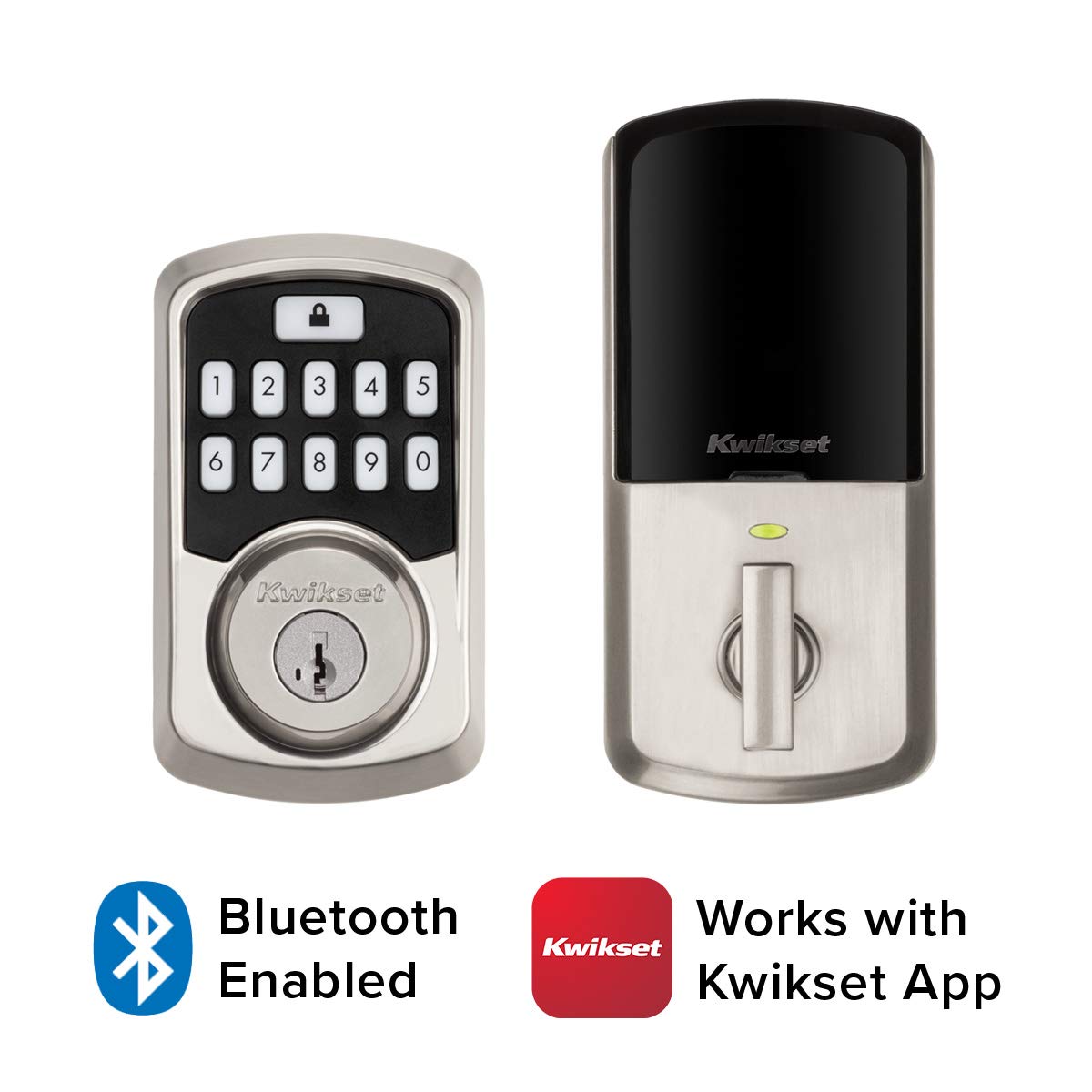 Kwikset Aura backlit keypad close up for quick night time access.