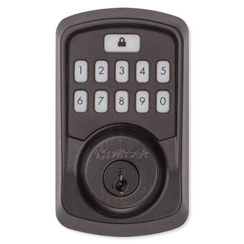 Kwikset Aura Venetian Bronze finish close-up adds warmth and style.