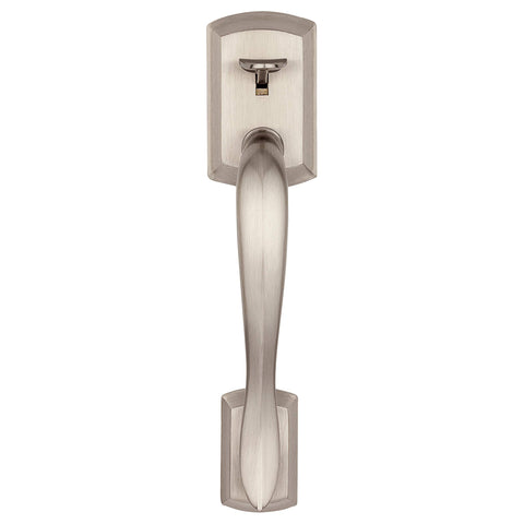Kwikset Avalon interior lever and exterior hardware in reversible configuration