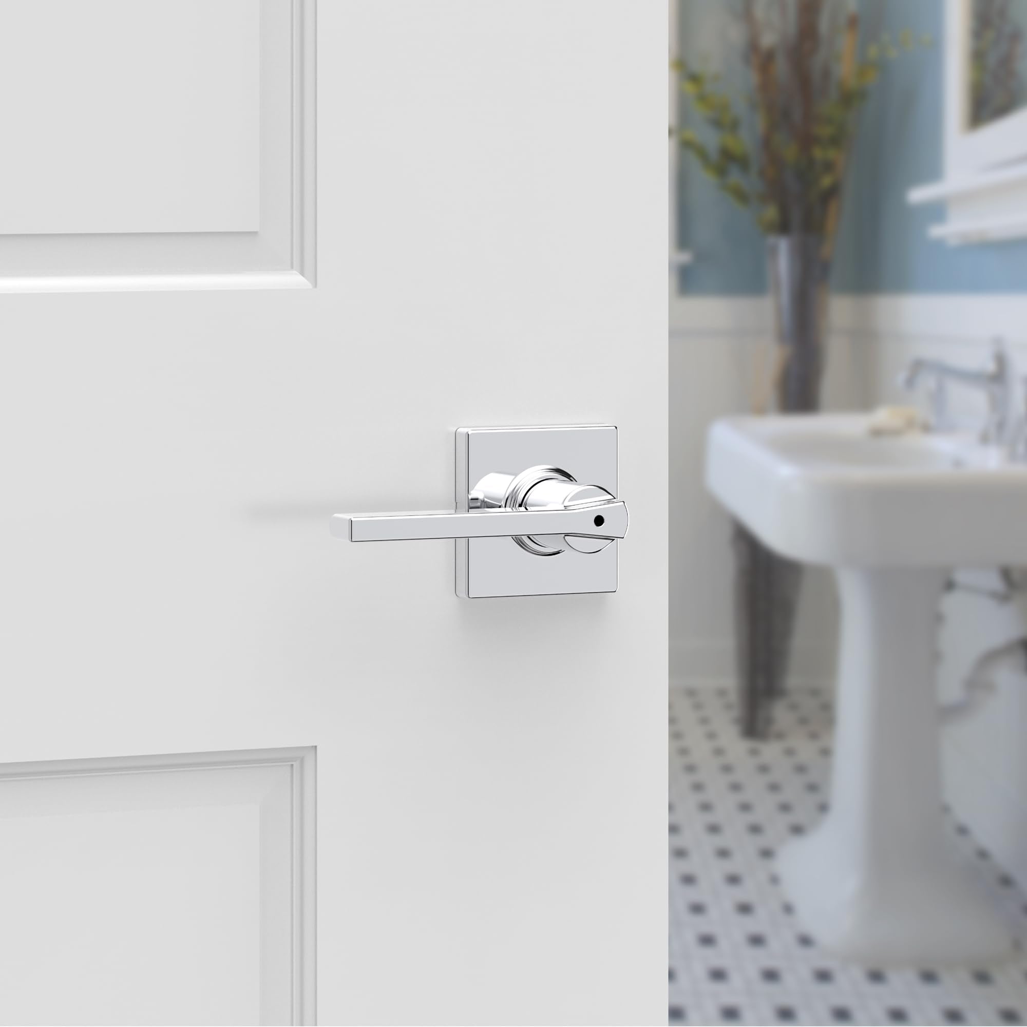 Reversible Kwikset Casey lever installed with easy DIY setup