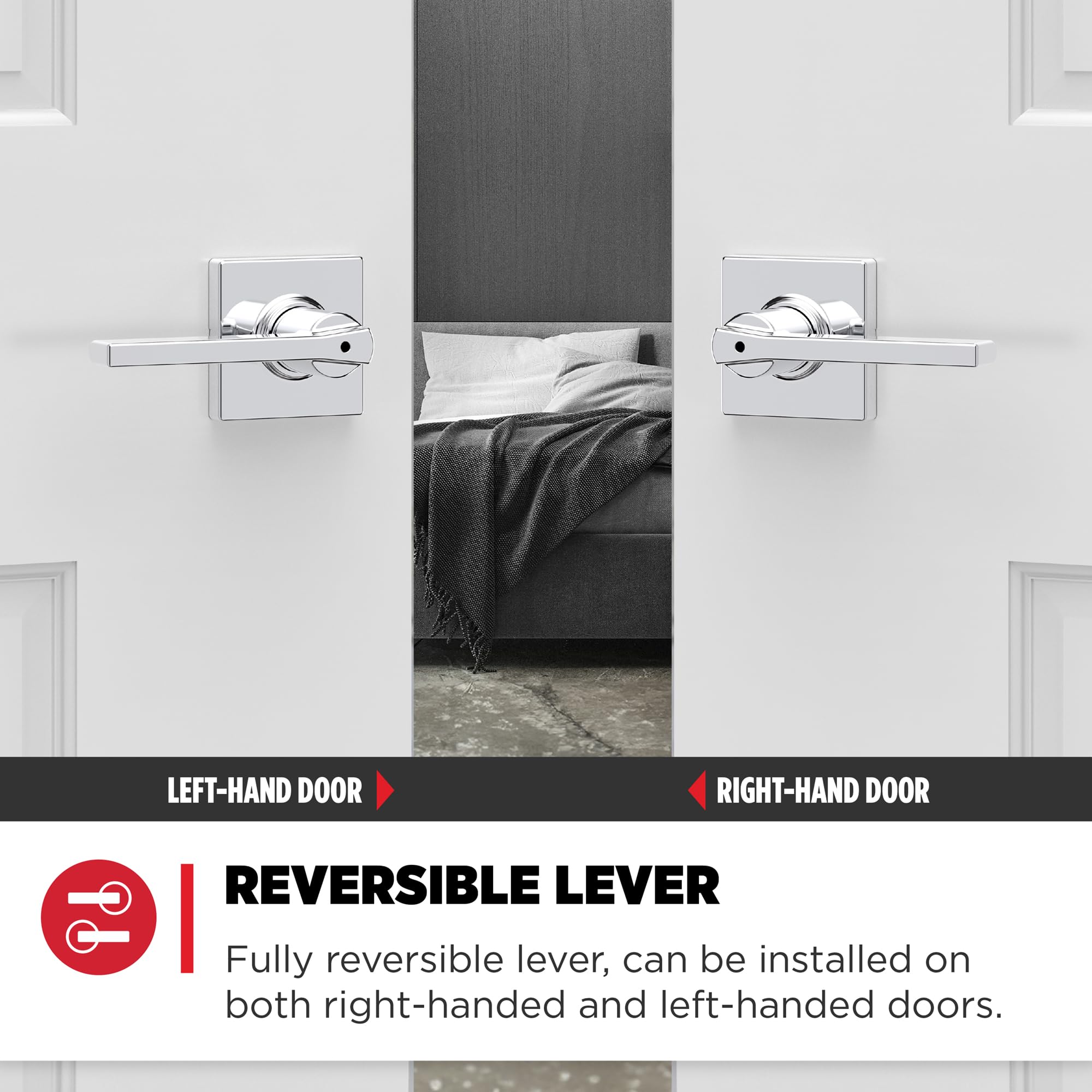Casey lever backset adjustment for 2-3/8 to 2-3/4 inch doors