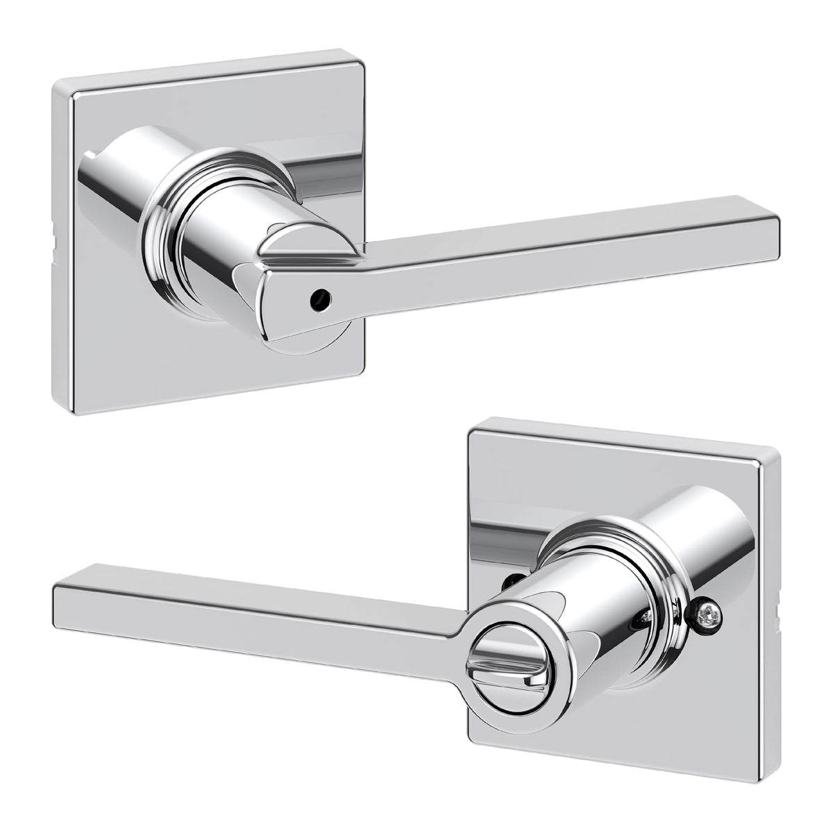 Kwikset Casey privacy lever in polished chrome for interior doors