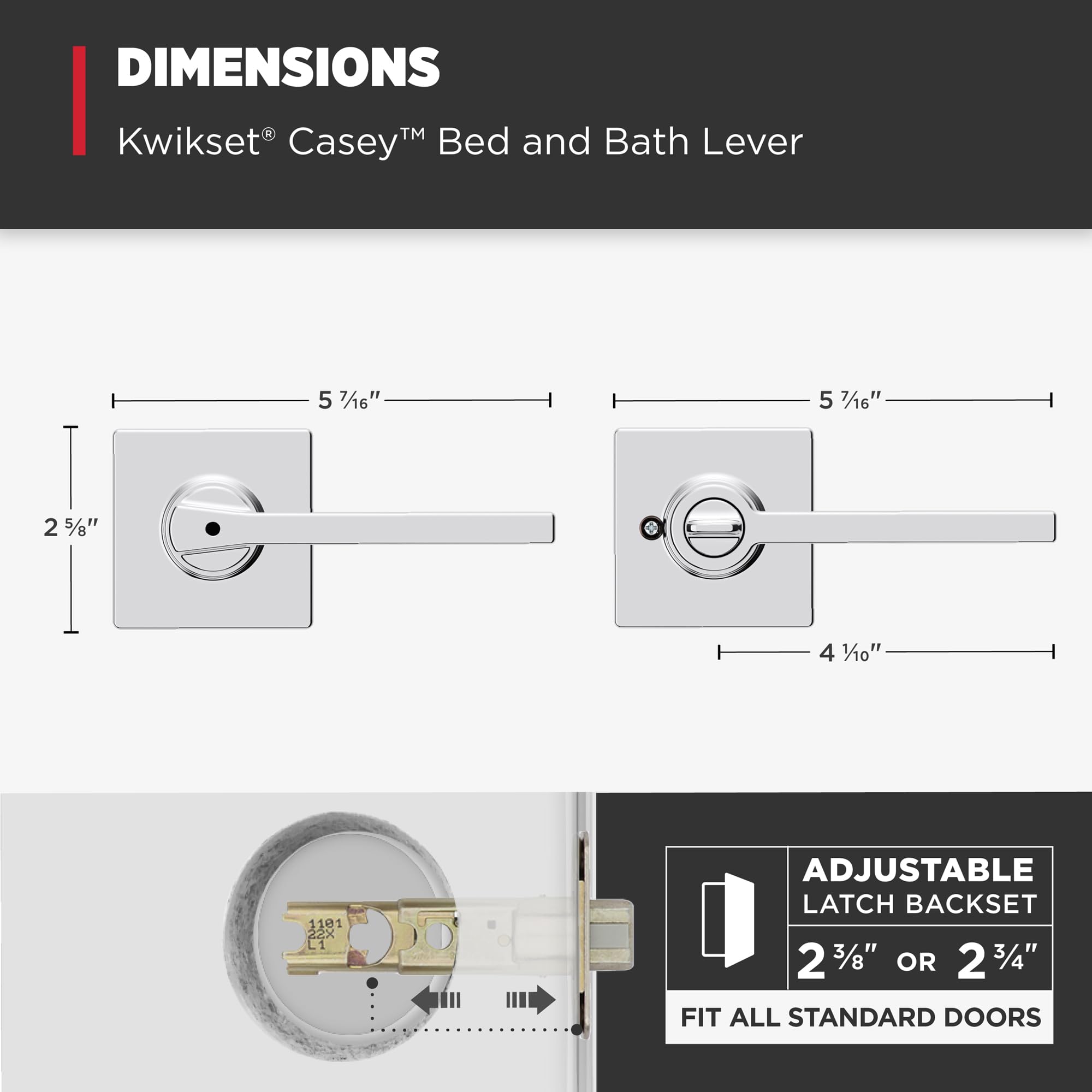 Casey privacy lever packaged with latch and screws