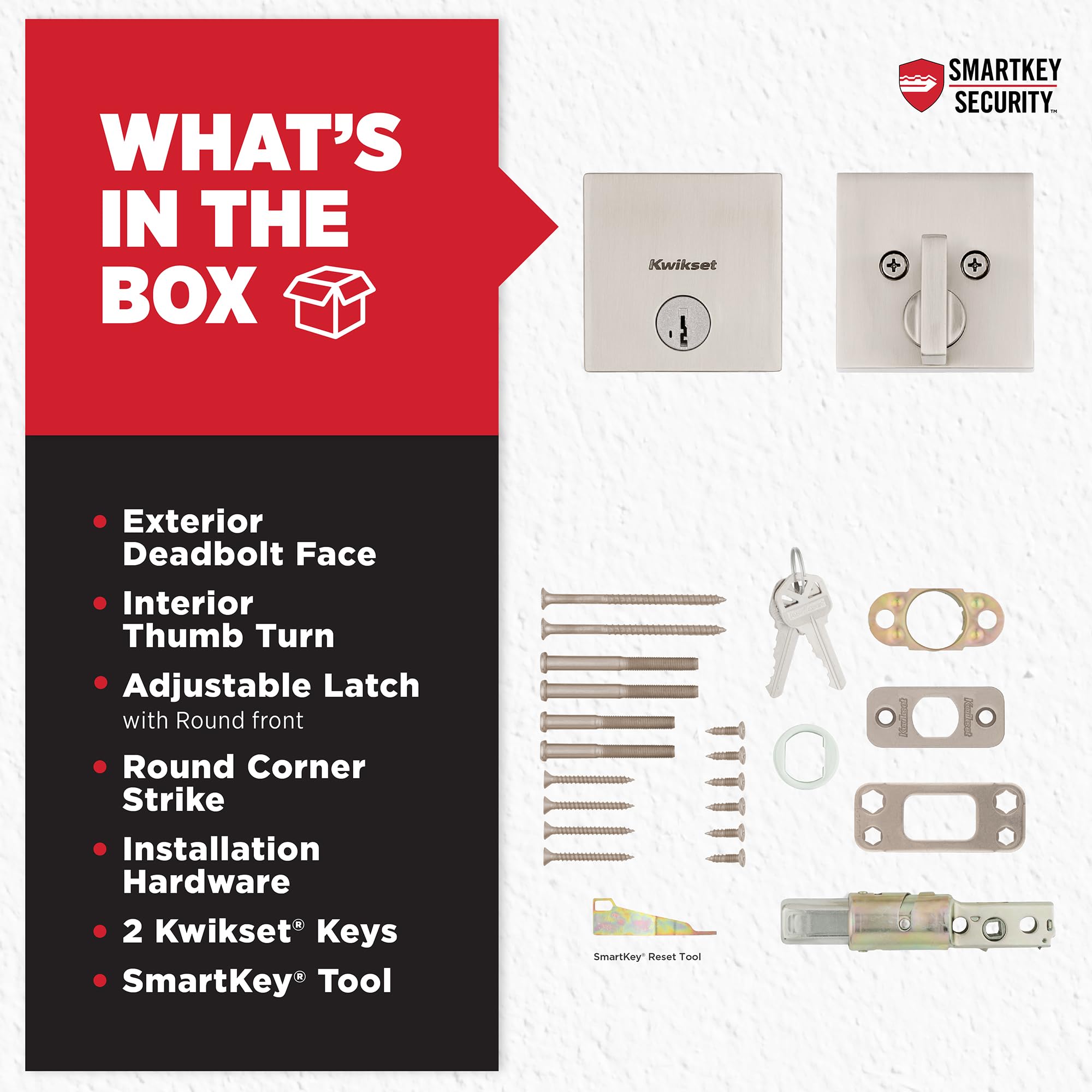 Kwikset Downtown adjustable latch backset for standard door compatibility