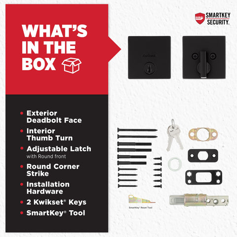 Kwikset Downtown Deadbolt includes 2 keys for convenience and backup access.