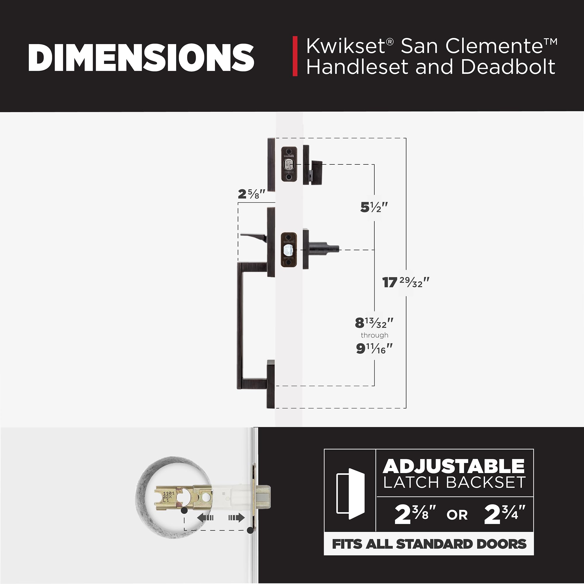 Exterior keyed deadbolt and handleset included with Kwikset San Clemente