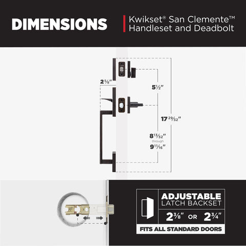Exterior keyed deadbolt and handleset included with Kwikset San Clemente
