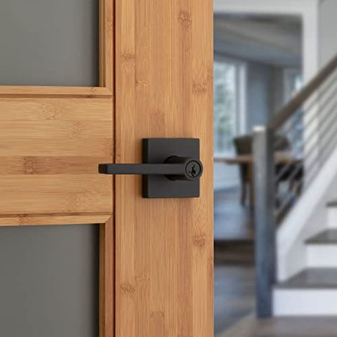 Kwikset Halifax matte black finish resists fingerprints and wear