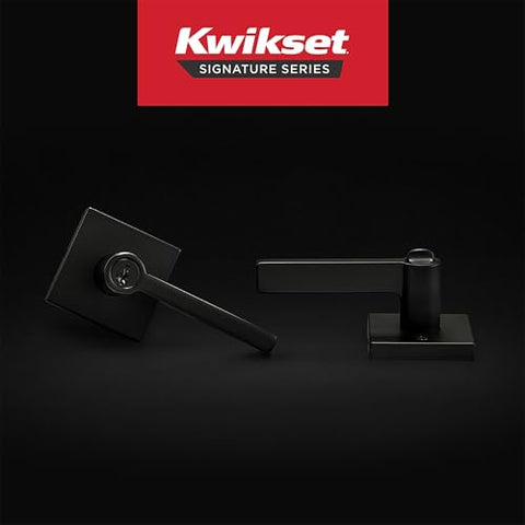 Kwikset Halifax interior lever in matte black for smooth operation