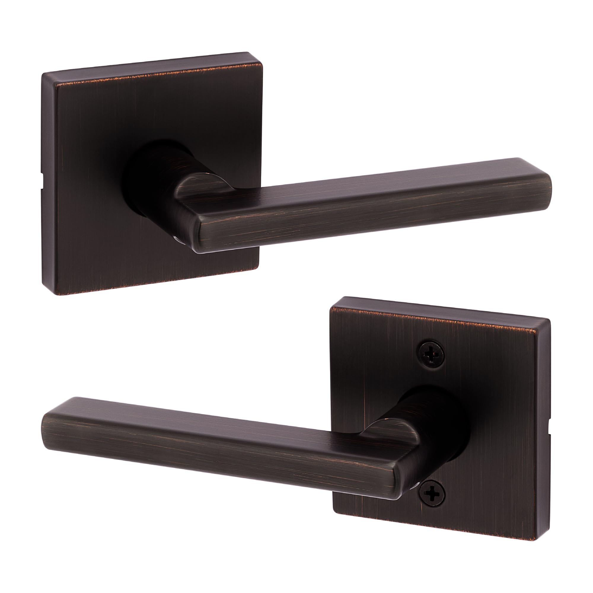Kwikset Halifax interior passage lever in Venetian Bronze close-up for smooth daily use
