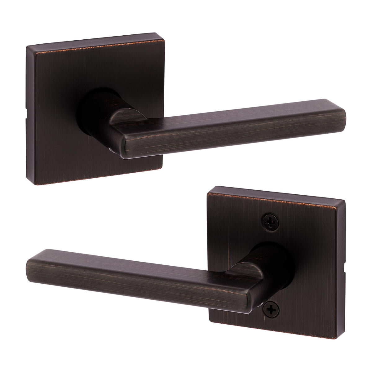 Kwikset Halifax interior passage lever in Venetian Bronze close-up for smooth daily use