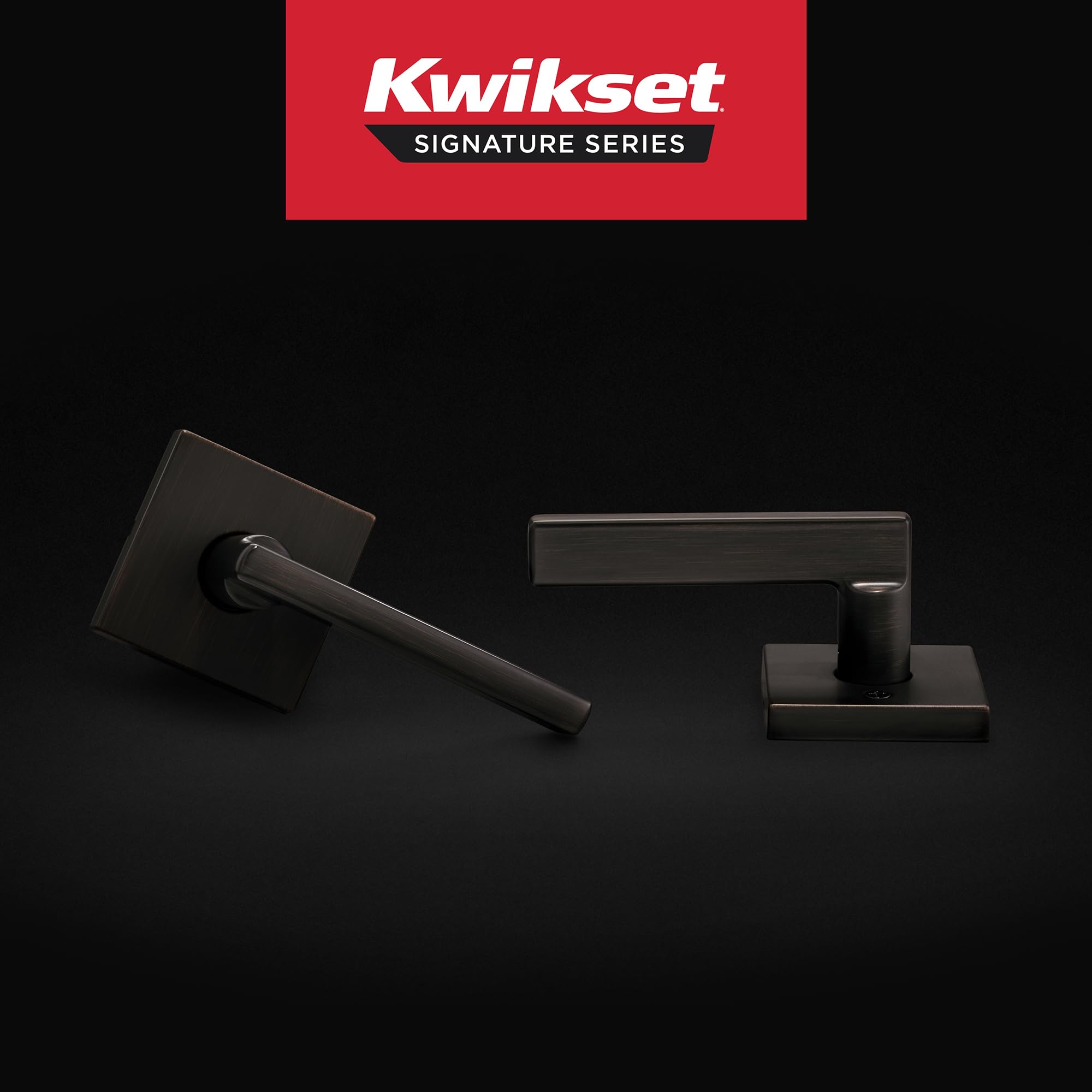 Kwikset Halifax lever Venetian Bronze side view on a doorway