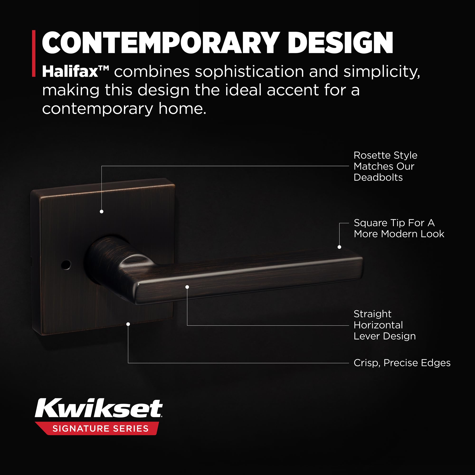 Kwikset Halifax lever never sag design for straight operation