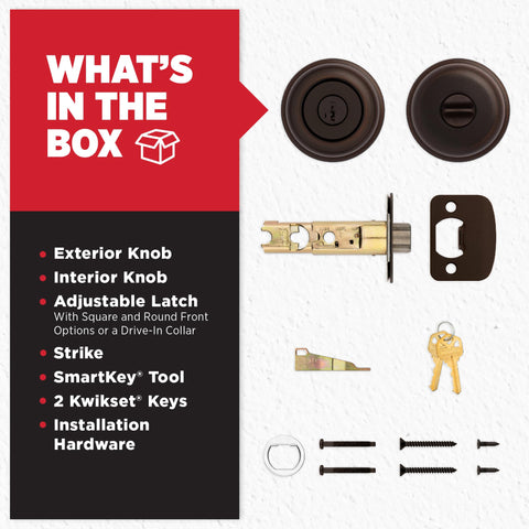 All installation hardware included for quick Kwikset Juno setup