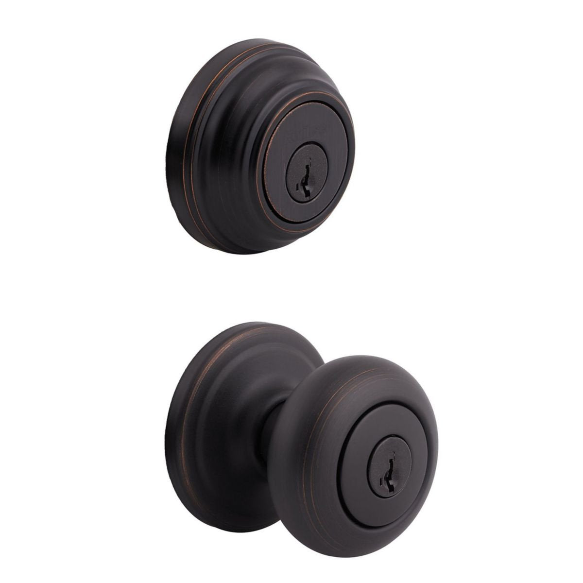 Kwikset Juno entry knob in Venetian Bronze finish adds curb appeal and security