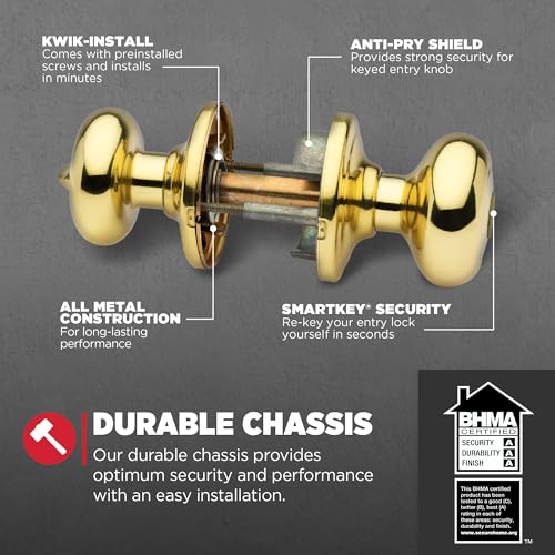 Kwikset Juno interior turn-button knob in polished brass