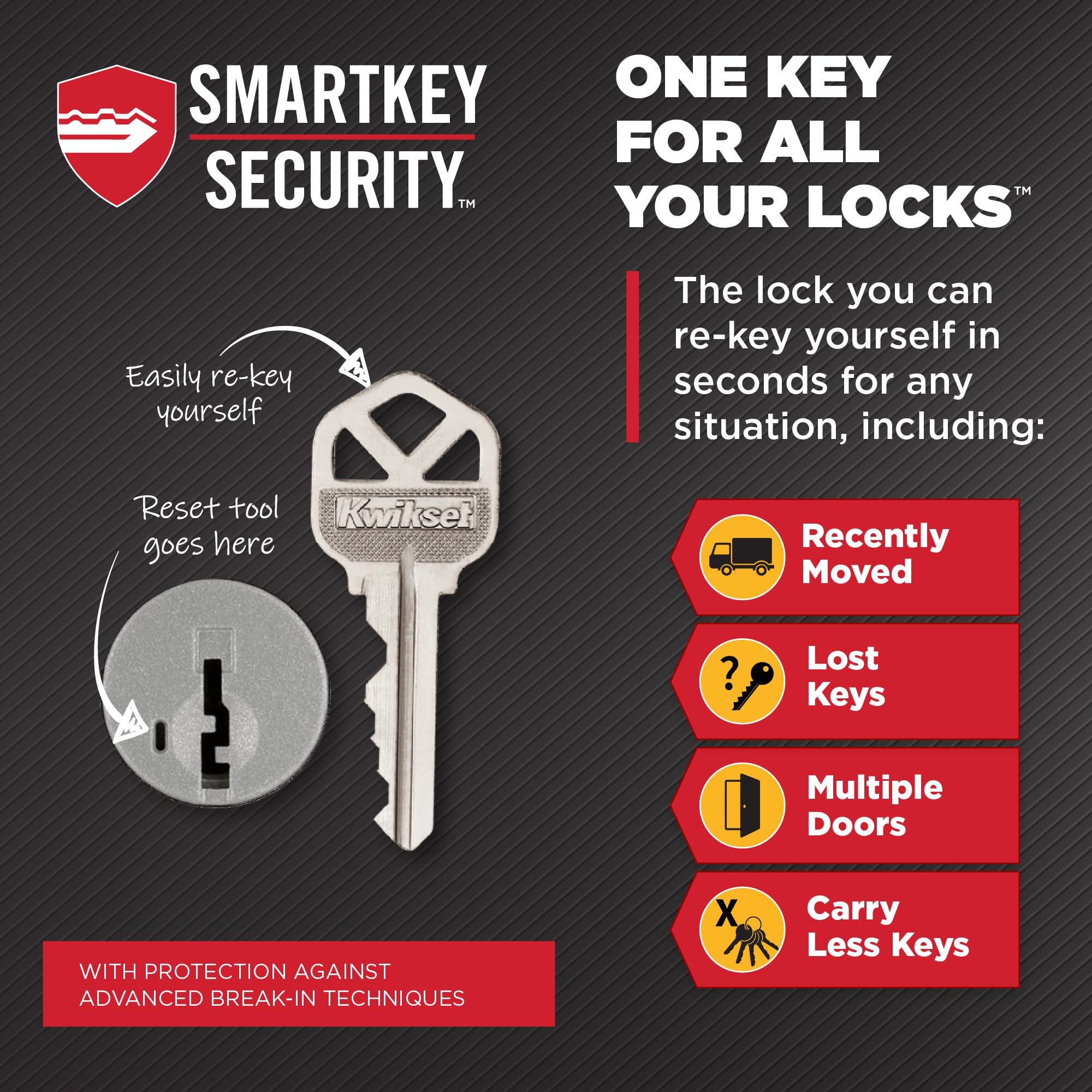 Kwikset Juno SmartKey security close-up in polished brass