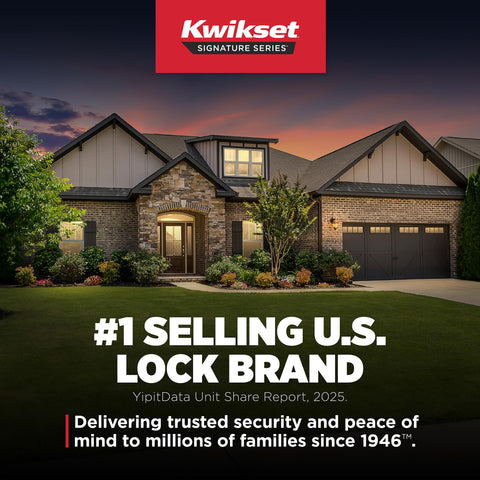 Kwikset Midtown deadbolt BHMA Grade 1 certification for security.
