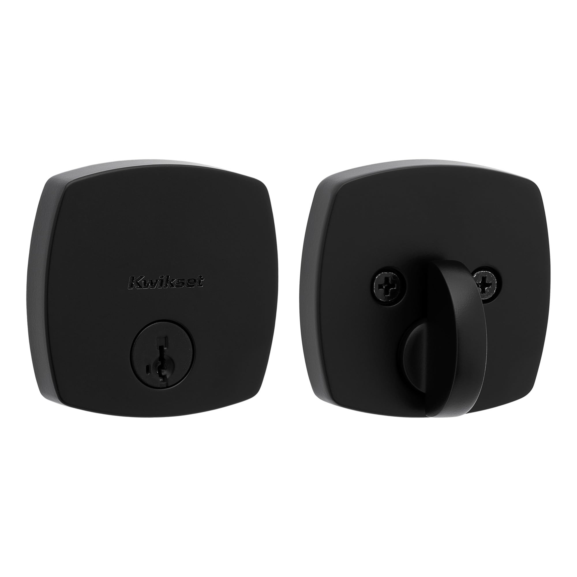 Kwikset Midtown deadbolt exterior keyed front door for secure entry.
