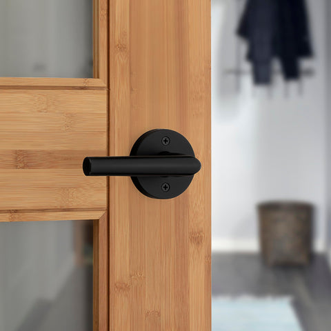 Kwikset Milan reversible lever supports left- or right-handed doors during installation.