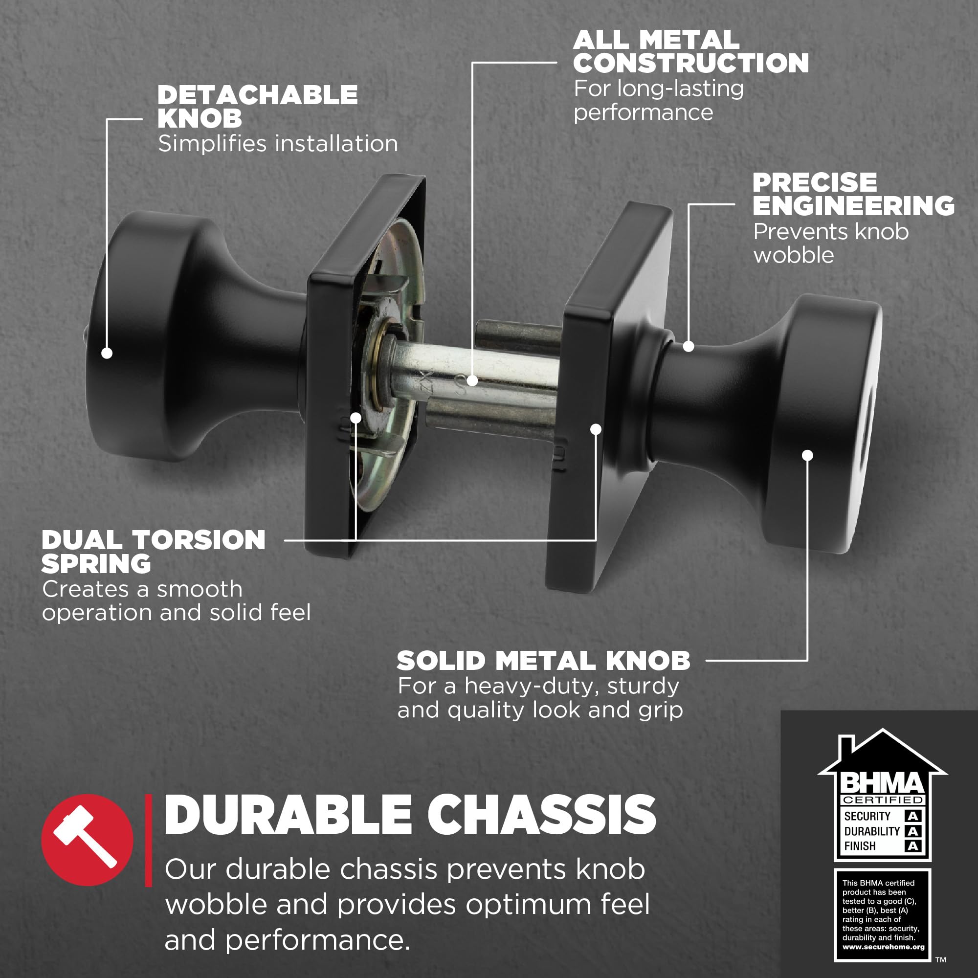 Kwikset Pismo interior turn-piece lock for inside locking control.