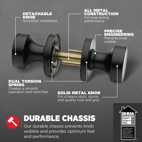 Kwikset Pismo square rose in matte black for modern hallways or closets.