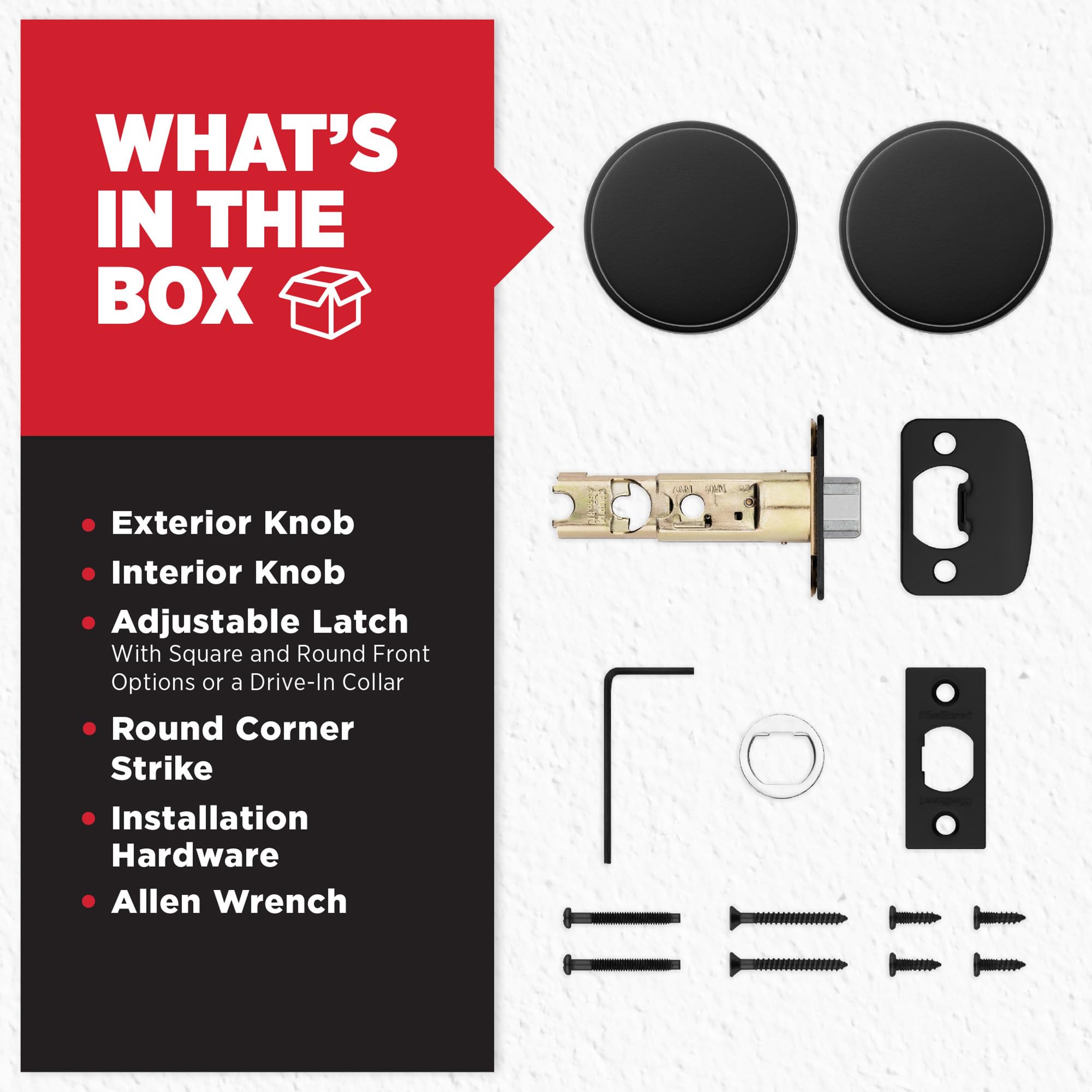 Kwikset Pismo reversible knob fits both left and right-handed doors.