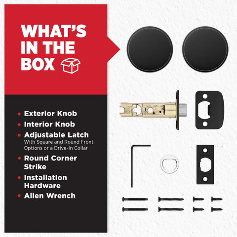 Kwikset Pismo reversible knob fits both left and right-handed doors.