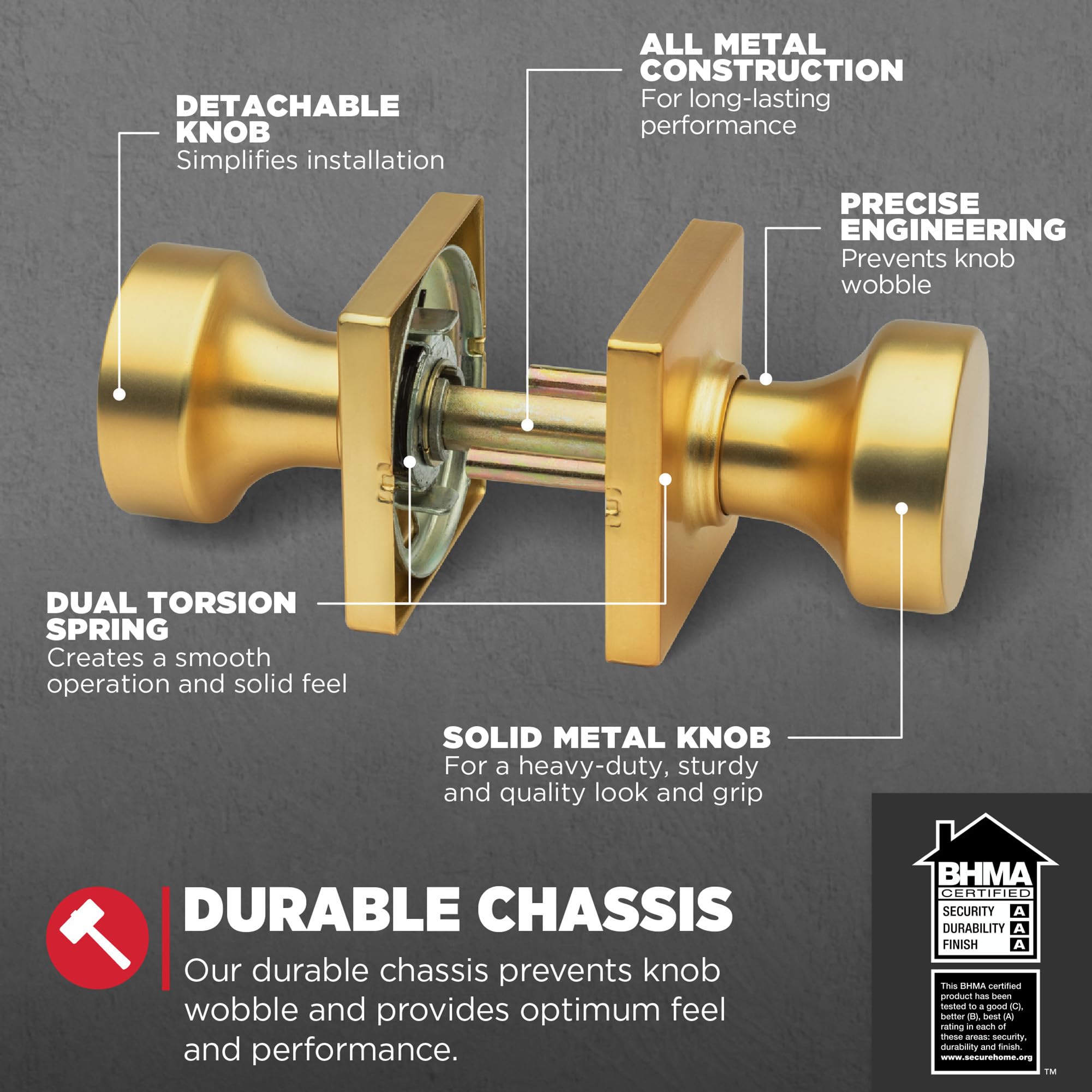Kwikset Pismo square rose design on a door edge for modern look.