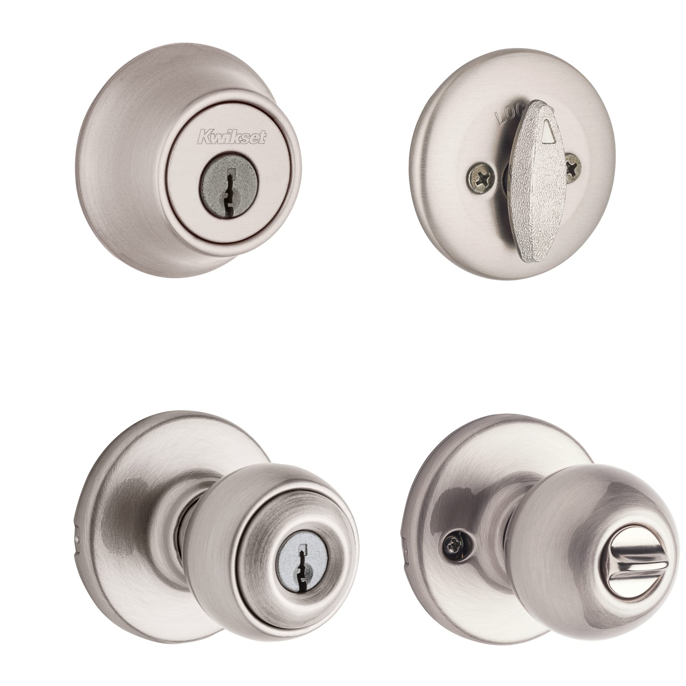 Kwikset Polo combo pack satin nickel combines entry and deadbolt for convenience.